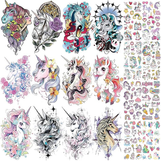Cute Temporary Tattoo for Women, Colorful Small Fake Tattoos for Girls kids, Birthday Party Supplies, Magical Party Favors Decorations