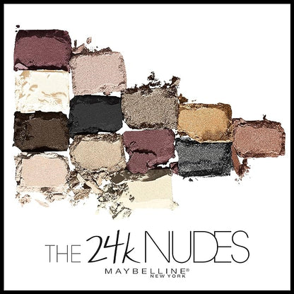 Maybelline The 24K Nudes Gold Eyeshadow Palette Makeup, 12 Pigmented Matte & Shimmer Shades, Blendable Powder, 1 Count