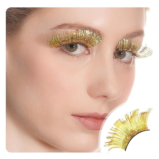 Halloween lashes Gold eyelashes glitter eyelashes golden cosplay eyelashes yellow False Eyelashes Extension for Women Girls P14
