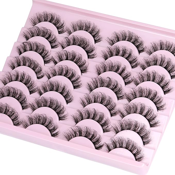 TNFVLONEINS False Eyelashes Wispy Mink Lashes Natural Look Fake Eyelashes 16mm Natural Lashes That Look Like Extensions Lashes Pack