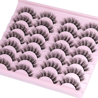 TNFVLONEINS False Eyelashes Wispy Mink Lashes Natural Look Fake Eyelashes 16mm Natural Lashes That Look Like Extensions Lashes Pack