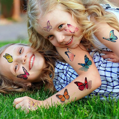81 PCS Colorful Butterfly Temporary Tattoos For Women Boobs, Watercolor Small 3D Butterfly Long Lasting Temp Tattoo Sticker For Kids Girls Face Arm, Fake Tattoos That Look Real And Last Long