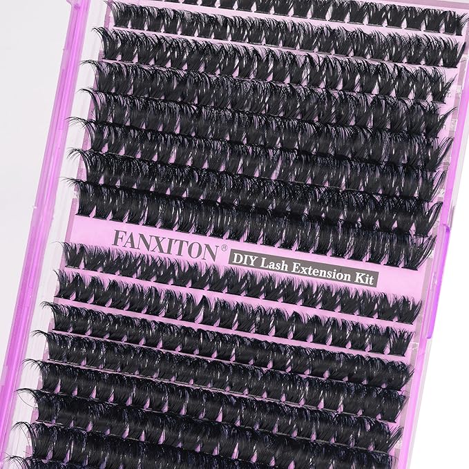 DIY Lash Extension Kit Volume Thick Lash Clusters 80D+100D 320 pcs Individual Lashes D Eyelash Extension Kit Lash Bond and Seal and Tweezers for Lash Clusters Kit DIY at Home