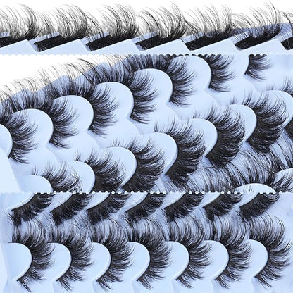 Manga Lashes Wispy False Eyelashes Cat Eye Lashes Natural Look 14 Pairs Fox Eye Mink Lashes 5D Volume Fake Eyelashes Pack by TNFVLONEINS
