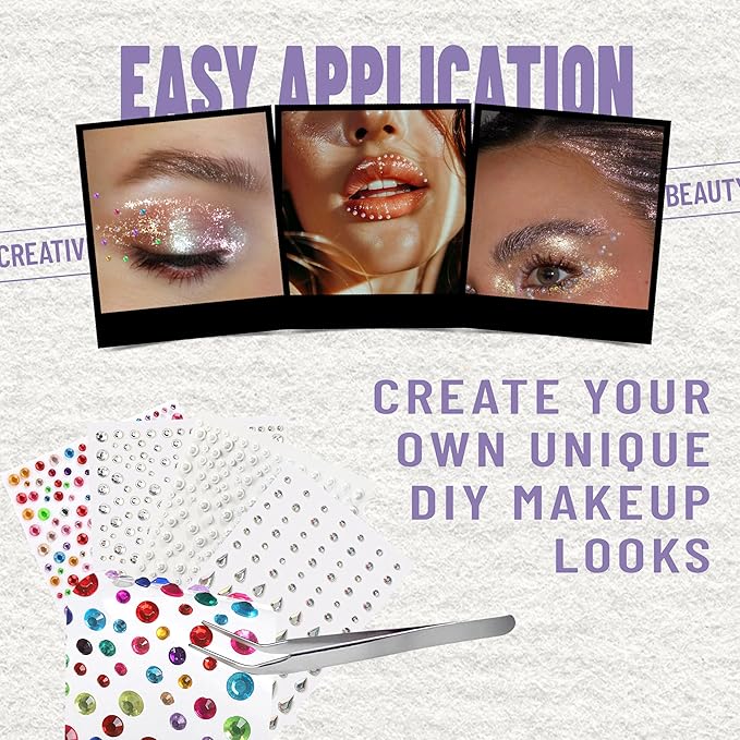 Glitter Freckles Face Tattoo - Gold Face Glitter Makeup Speckles - Face Glitter Speckles Patches - Waterproof Sparkle Freckles for Women - Face Gems and Pearls for Makeup - 12 Count (Gold)