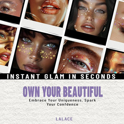 Glitter Freckles Face Tattoo - Gold Face Glitter Makeup Speckles - Face Glitter Speckles Patches - Waterproof Sparkle Freckles for Women - Face Gems and Pearls for Makeup - 12 Count (Gold)