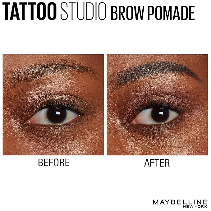 Maybelline TattooStudio Brow Pomade Long Lasting, Buildable, Eyebrow Makeup, Black Brown, 1 Count