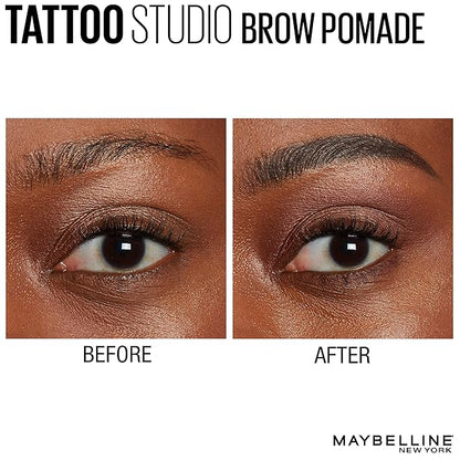Maybelline TattooStudio Brow Pomade Long Lasting, Buildable, Eyebrow Makeup, Black Brown, 1 Count