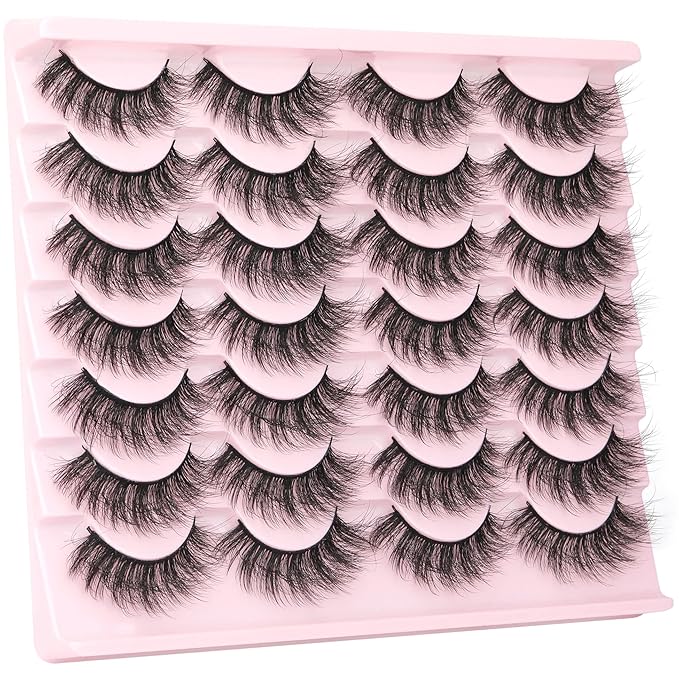 Wispy False Eyelashes Cat Eye Lashes Natural Look Mink Lashes 16mm Strip Eyelashes Pack Wholesale 14 Pairs 4D Volume Multipack by TNFVLONEINS