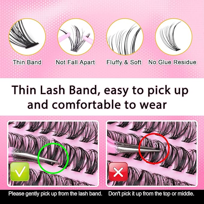 FANXITON Lash Clusters 280 Pcs Wispy Lash Clusters D 8-16 MM Mix Natural Eyelash Clusters 40D Individual Eyelash DIY Lash Extensions at Home(40D)