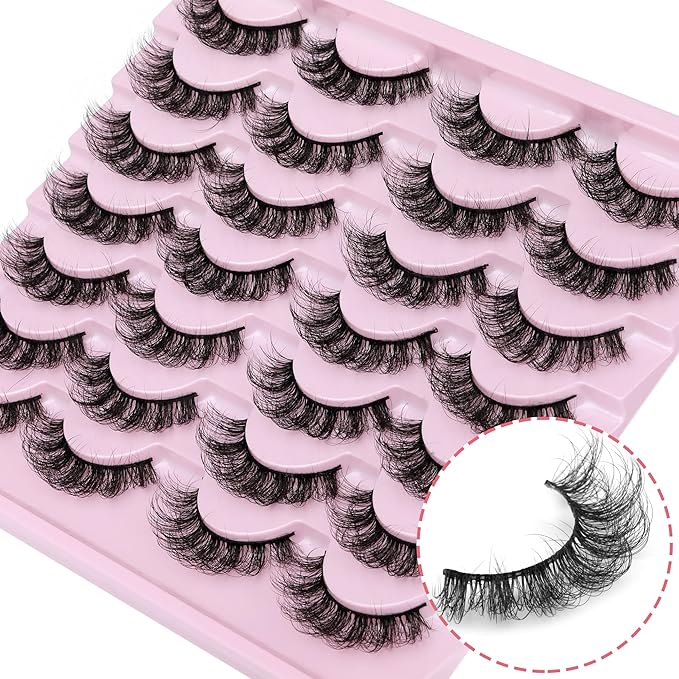 TNFVLONEINS False Eyelashes Wispy Mink Lashes Natural Look Fake Eyelashes 16mm Natural Lashes That Look Like Extensions Lashes Pack