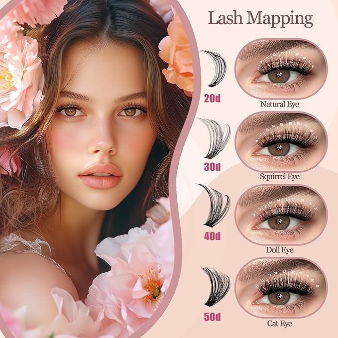 Lash Clusters - Lash Clusters 20D30D40D50D Lash Extension 0.07D Cluster Eyelash Extensions Eyelash Clusters Lashes Clusters Eyelash Extension No Lash Glue Included
