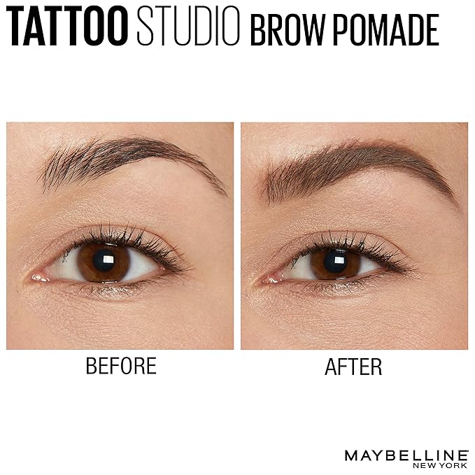 Maybelline TattooStudio Brow Pomade Long Lasting, Buildable, Eyebrow Makeup, Soft Brown, 1 Count