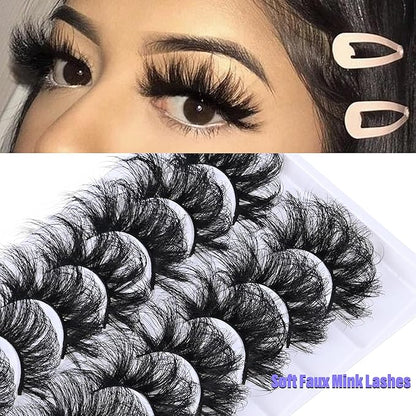 25 mm Lashes Long Dramatic Lashes Wispy D Curl 25mm Lashes Full Volume False Strip Lashes Thick Fluffy Long Fake Mink Eyelashes（2 Styles）