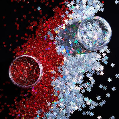 Makerflo Holographic Shape Glitter Variety Set Pack of 33, 1oz Each for DIY, Festival Decoration Crafts & Slime