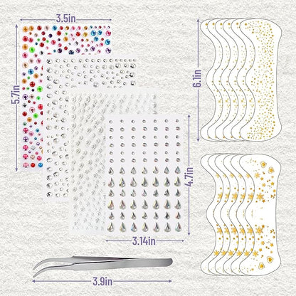 Glitter Freckles Face Tattoo - Gold Face Glitter Makeup Speckles - Face Glitter Speckles Patches - Waterproof Sparkle Freckles for Women - Face Gems and Pearls for Makeup - 12 Count (Gold)