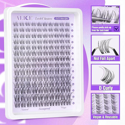 Wispy Lash Clusters Invisible Band Natural Lash Extensions Waterproof 8-16mm Cluster Eyelash Extension D Curl DIY Individual Cluster Lashes by ALICE