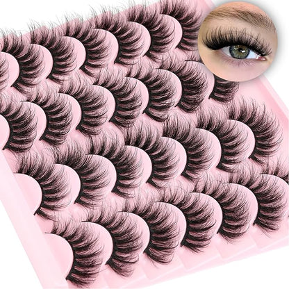 Natural False Eyelashes Wispy Mink Lashes 16mm Cat Eye Lashes Natural Look Eye lash Like Extensions 5D Volume Strip Fake Eyelashes Pack by TNFVLONEINS