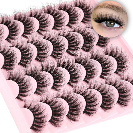 Natural False Eyelashes Wispy Mink Lashes 16mm Cat Eye Lashes Natural Look Eye lash Like Extensions 5D Volume Strip Fake Eyelashes Pack by TNFVLONEINS