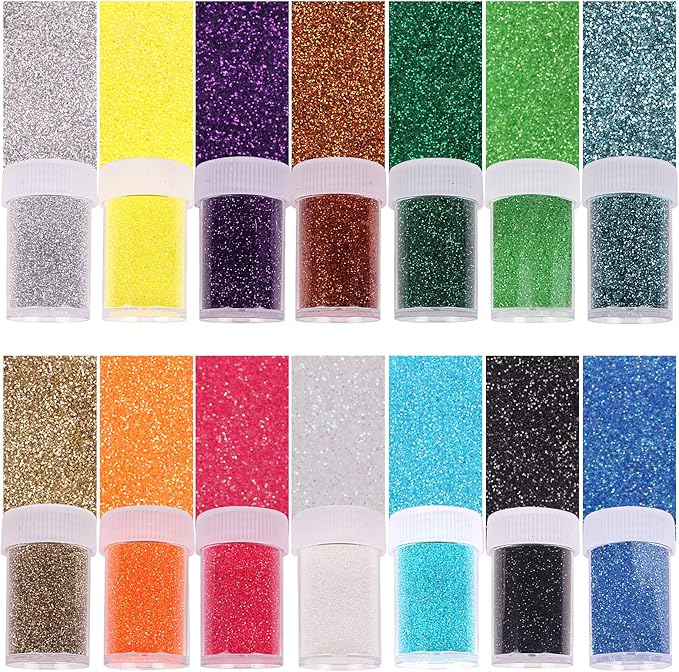 18g/Bottle, 20 Pack Shake Jar Fine Glitter,Assorted Extra Fine Glitter Powder for Nail Art DIY Craft Tumbler Epoxy Resin Jewelry Making Christmas Ornament Decotation