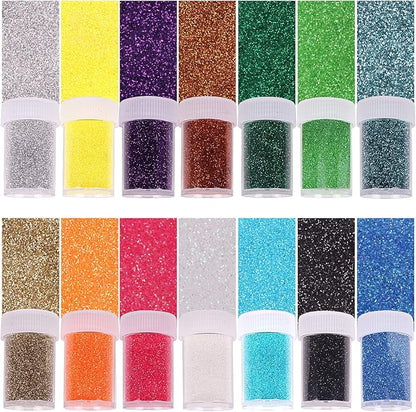 18g/Bottle, 20 Pack Shake Jar Fine Glitter,Assorted Extra Fine Glitter Powder for Nail Art DIY Craft Tumbler Epoxy Resin Jewelry Making Christmas Ornament Decotation