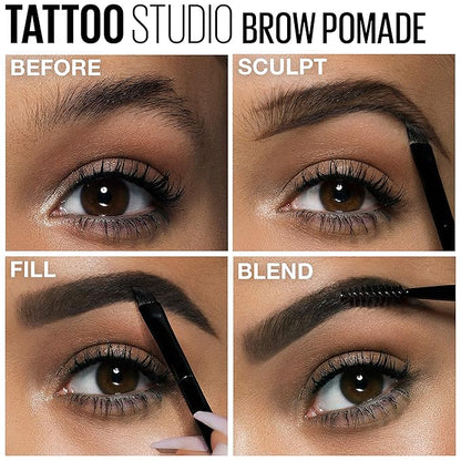 Maybelline New York Tattoostudio Brow Pomade Long Lasting, Buildable, Eyebrow Makeup, Light Blonde, 0.106 Ounce