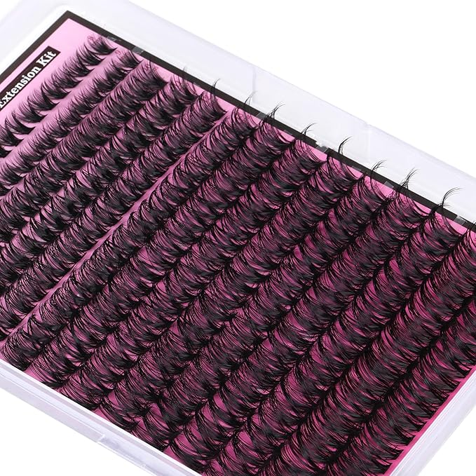 FANXITON Lash Clusters 280 Pcs Wispy Lash Clusters D 8-18 MM Mix Volume Thick Eyelash Clusters 50D Long Individual Eyelash DIY Lash Extensions at Home(50D)