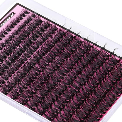 FANXITON Lash Clusters 280 Pcs Wispy Lash Clusters D 8-18 MM Mix Volume Thick Eyelash Clusters 50D Long Individual Eyelash DIY Lash Extensions at Home(50D)