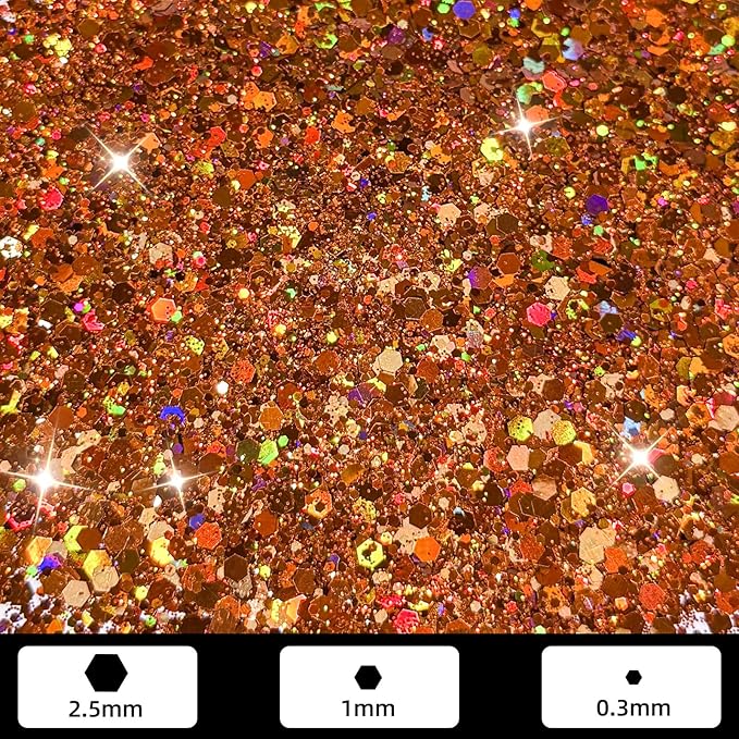 GlimmerLife Chunky Glitter 150G/5.29OZ Glitter, Holographic Craft Glitter for Resin, Mixed Chunky Fine Glitter for Nail, Face, Eye, Hair, Sequin Flake Bulk for Halloween Decorations