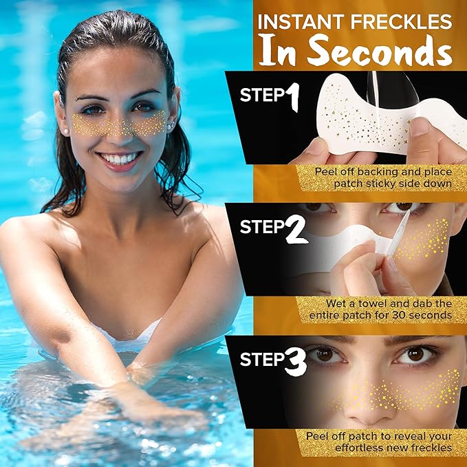Makeup Patches, Face Makeup Glitters, Instant Glow Maquillage Patches, Waterproof Glitter Speckles for Face (Rose Gold)