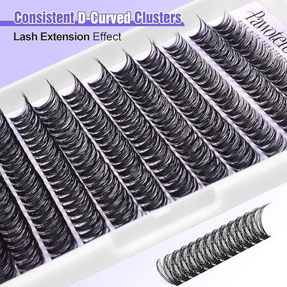 Pawotence Lash Clusters 40D 280pcs Cluster Eyelash Extensions 9-16mm Mix Eyelash Clusters Lash Extension Individual Lashes for Self Application (40D, 0.07D, 9-16mm)