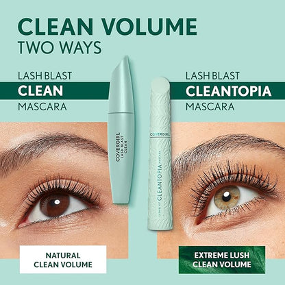 CoverGirl Lash Blast Clean Volume Waterproof Mascara, Vegan Formula, Volumizing, Smudge-Proof, Cruelty Free, Very Black, 1 Count