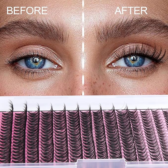 FANXITON Lash Clusters 280 Pcs Wispy Lash Clusters D 8-16 MM Natural Eyelash Clusters 30D Individual Eyelash DIY Lash Extensions at Home (30D)