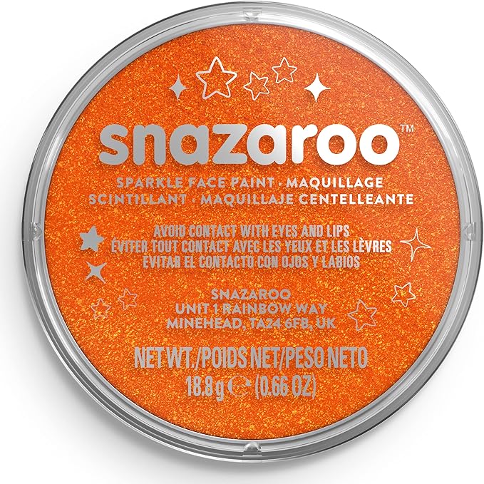 Snazaroo Sparkle Face and Body Paint, 18.8g (0.66-oz) Pot, Sparkle Orange
