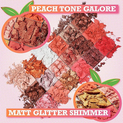 Peach Please 18 Colour Eyeshadow Palette for Beauty - Eyeshadow Cosmetics with Matte Metallic Sparkle Shimmer Pink & Highlighter Eye Makeup for Girls & Powder Eye Shadow Pallet