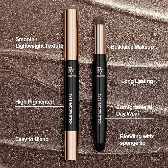 FV Cream Shimmer Eyeshadow Stick，Long Lasting & Waterproof, Multi-Use & High Pigment Eyeshadow Makeup Stick, Golden Shimmer