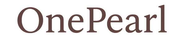 OnePearl logo in brown text